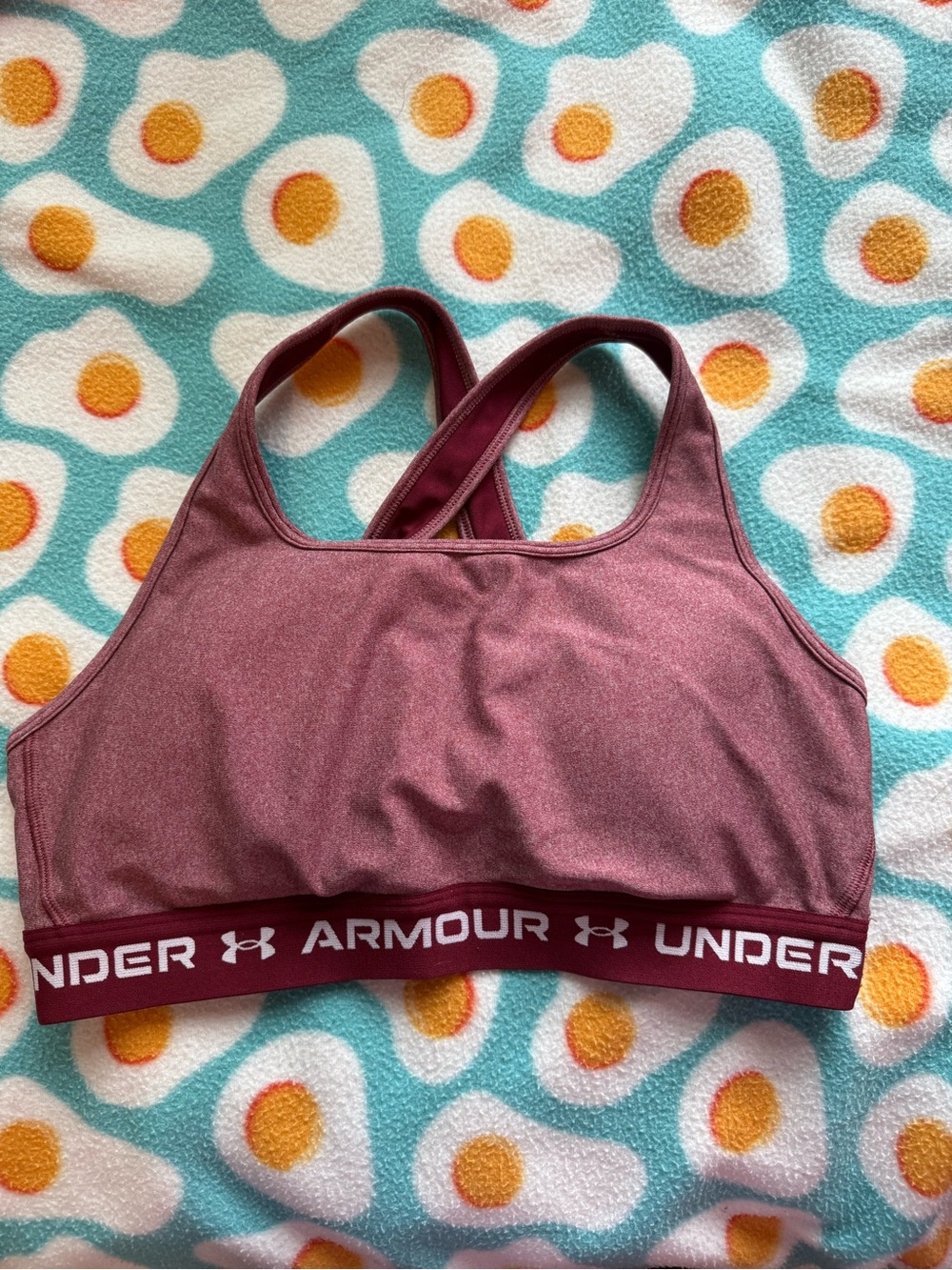 Under Armour Maroon Crossback Sports Bra with Branded Band